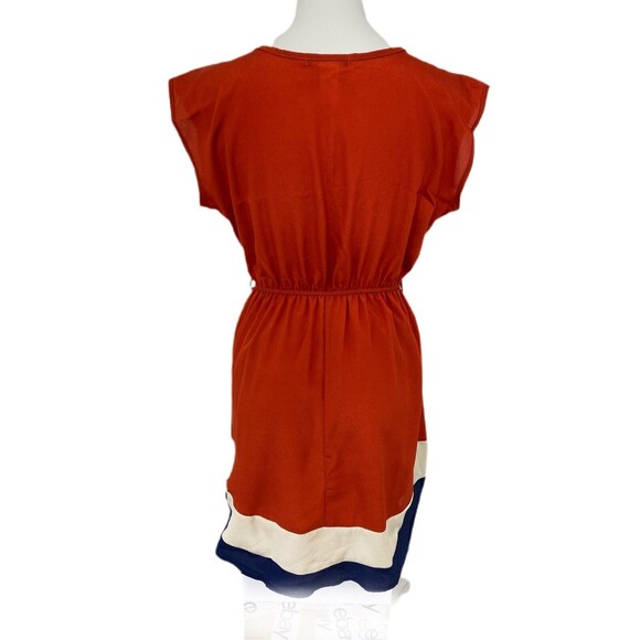 Mixxed 26 Dress Womens Medium Orange Blue Short Sleeve Work Office Sporty - Picture 3 of 14